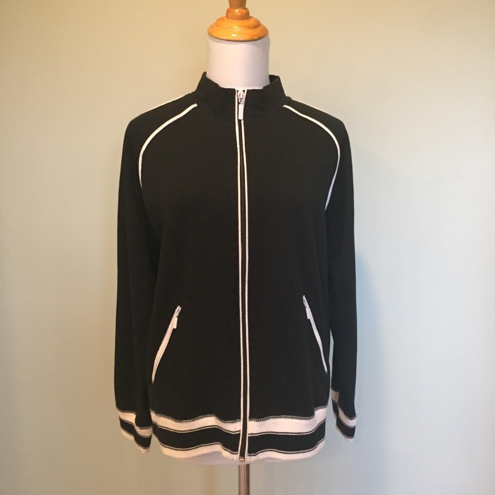 Black and white Zip-Up Workout Jacket Small